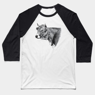 Cow head Vintage Picture Baseball T-Shirt